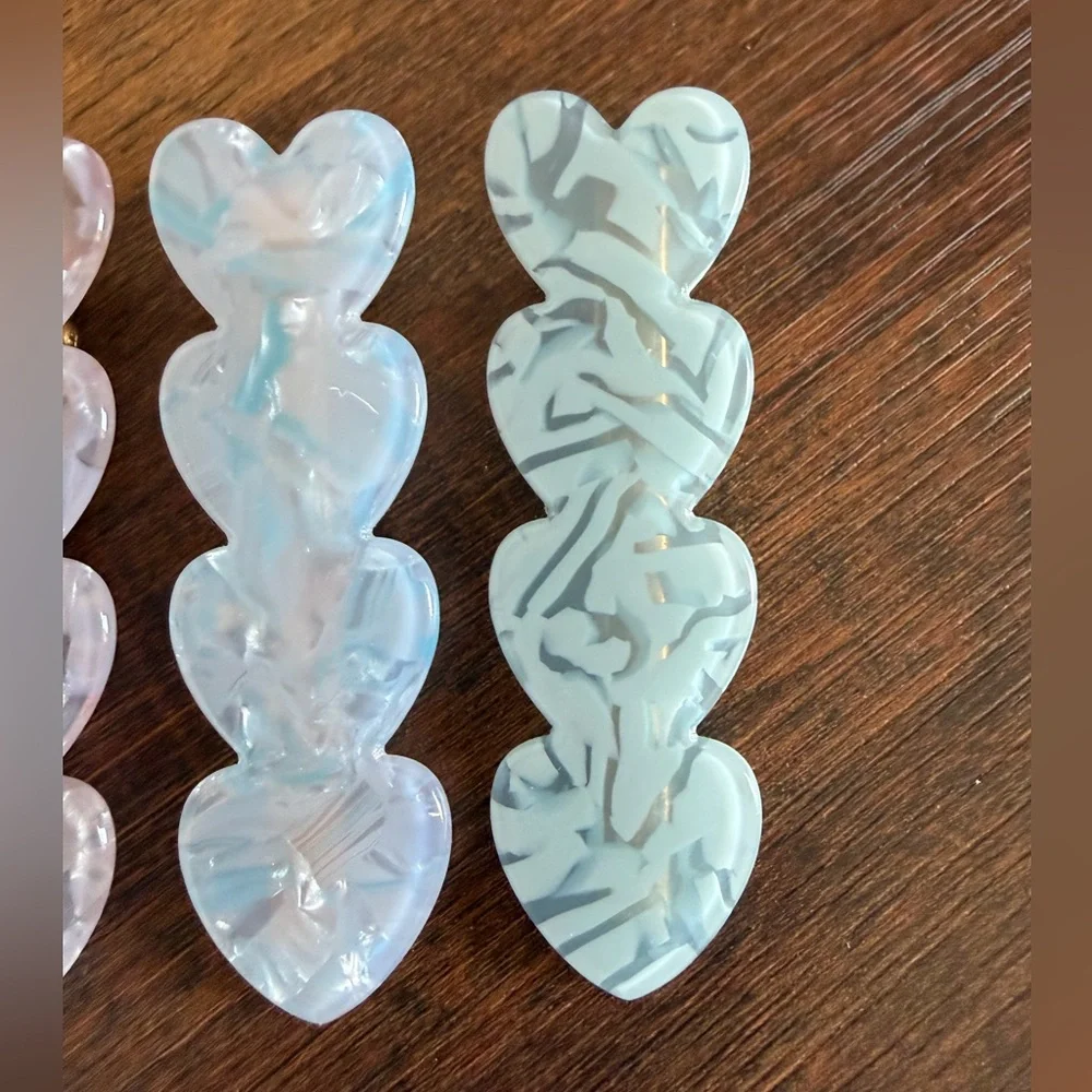 Acrylic Heart Hairclips- Set of 4